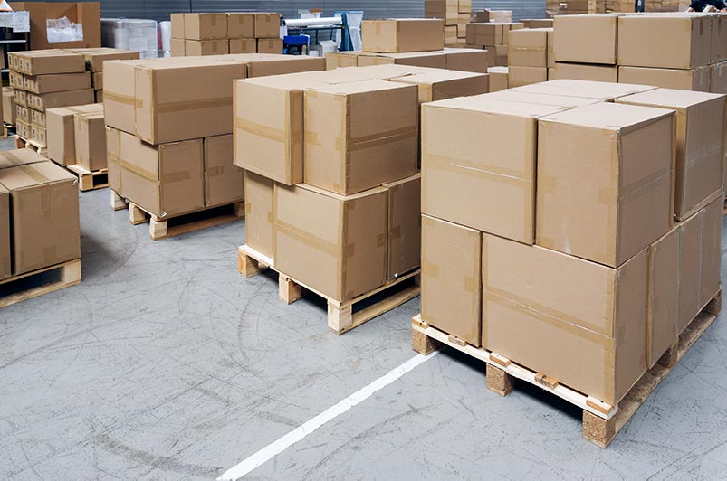 Picture of boxes that may have insects at a warehouse
